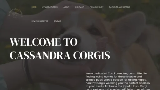 A screenshot of Cassandracorgis.com