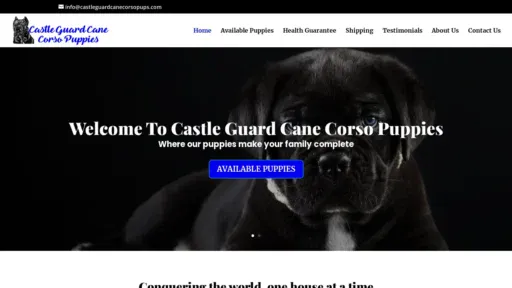 A screenshot of Castleguardcanecorsopups.com
