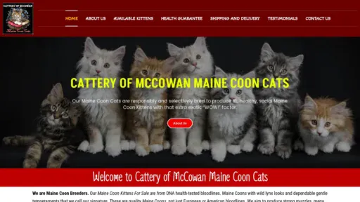 A screenshot of Catteryofmccowanmainecooncats.com