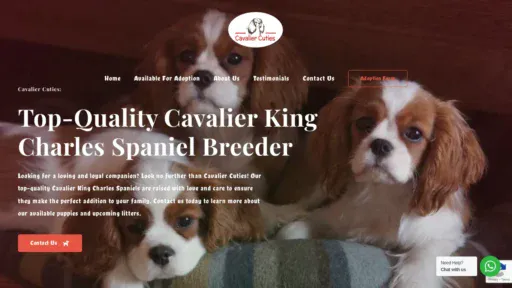A screenshot of Cavaliercuties.com
