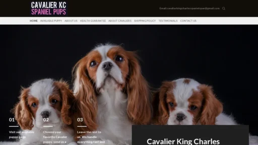 A screenshot of Cavalierkcspanielpups.com