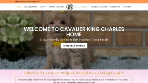 A screenshot of Cavalierkingcharles-home.com