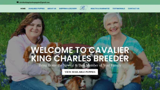 A screenshot of Cavalierkingcharles-puppies.com