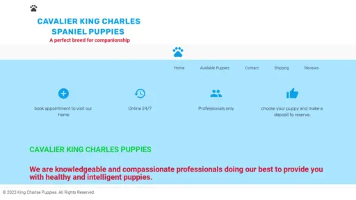 A screenshot of Cavalierkingcharlesspaniel.website