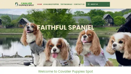 A screenshot of Cavalierpuppiesspot.com