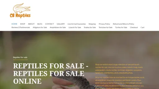 A screenshot of Cbreptilesstore.com