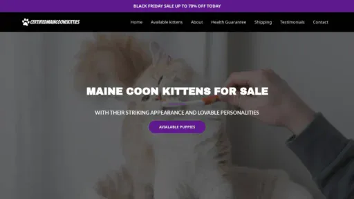 A screenshot of Certifiedmaincoonekitties.com