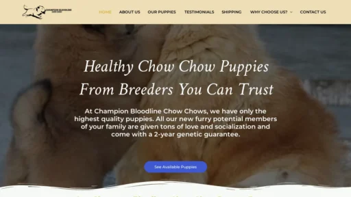 A screenshot of Championbloodlinechowchows.com