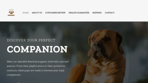 A screenshot of Championboerboelpuppies.com