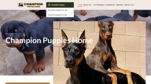 A screenshot of Championpuppieshome.com