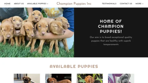 A screenshot of Championpuppiesinc.com