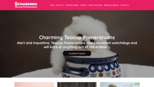 A screenshot of Charmingteacuppomeranians.com