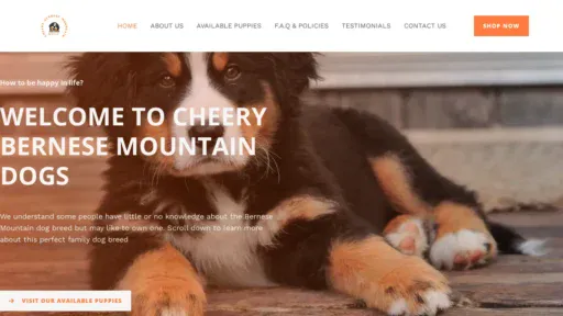 A screenshot of Cheerybernesemountaindogs.com