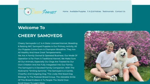 A screenshot of Cheerysamoyeds.com
