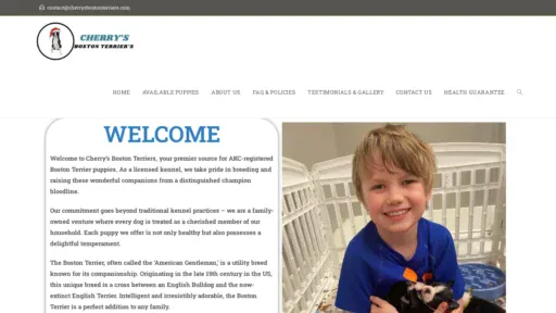 A screenshot of Cherrysbostonterriers.com