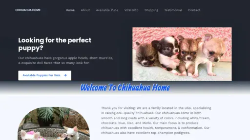 A screenshot of Chihuahuapethomes.com