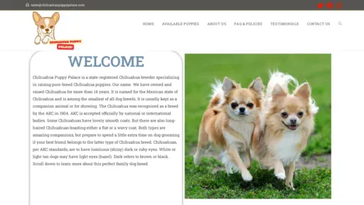 A screenshot of Chihuahuapuppypalace.com