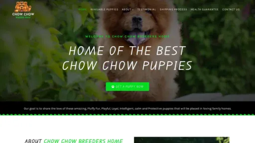 A screenshot of Chowchowbreedershome.com
