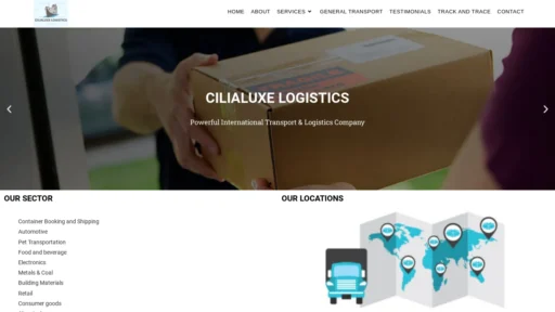 A screenshot of Cilialuxelogistics.com