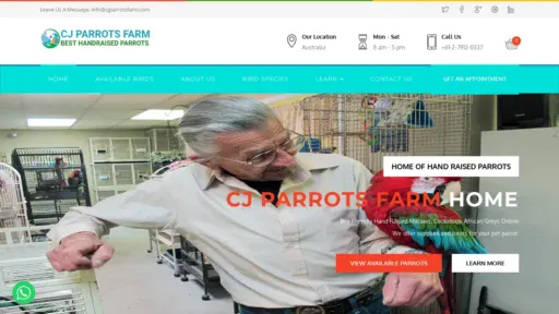 A screenshot of Cjparrotsfarm.com