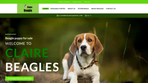 A screenshot of Clairebeagles.com
