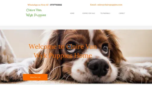 A screenshot of Clairepuppies.com