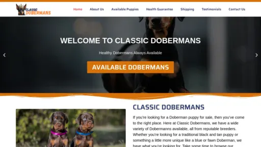 A screenshot of Classicdobermans.com
