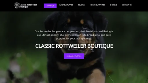 A screenshot of Classicrottweilerboutique.com