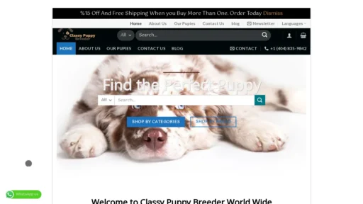 A screenshot of Classypuppybreeder.com