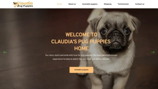 A screenshot of Claudiapugpuppies.com