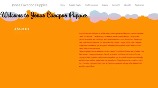 A screenshot of Cocavapoopuppies.com