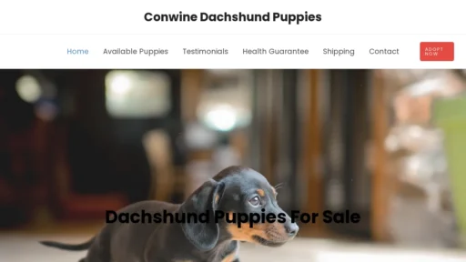 A screenshot of Conwinedachshundpuppies.com