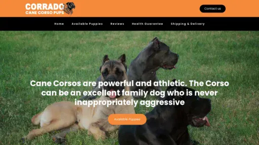 A screenshot of Corradocanecorsopups.com