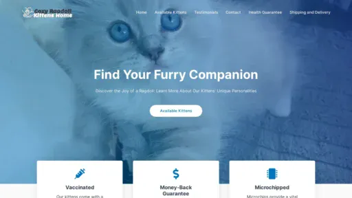 A screenshot of Cozyragdollkittenshome.com