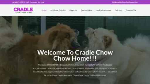 A screenshot of Cradlechowchowhome.com