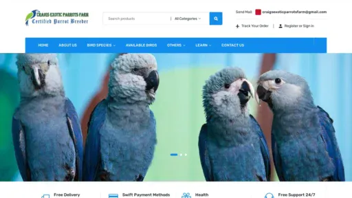 A screenshot of Craigsexoticparrotsfarm.com