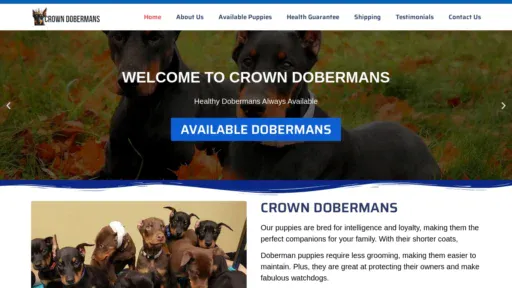 A screenshot of Crowndobermans.com