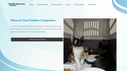 A screenshot of Cuddlymainecooncattery.com