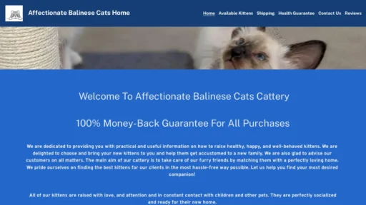 A screenshot of Cutebalinesecats.com
