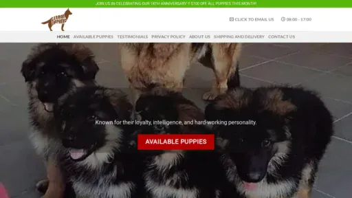 A screenshot of Cutegermanshepherdshome.com
