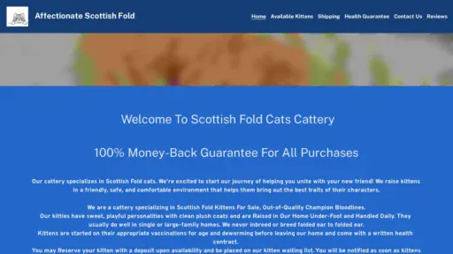 A screenshot of Cutescottishfold.com