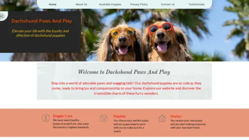 A screenshot of Dachshundpawsandplay.com