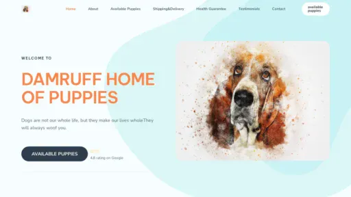 A screenshot of Damruffhomeofpups.com