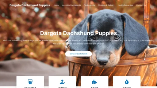 A screenshot of Dargotadachshundpuppies.com