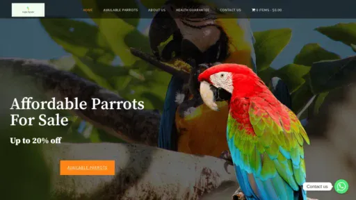 A screenshot of Darrenexoticparrots.com