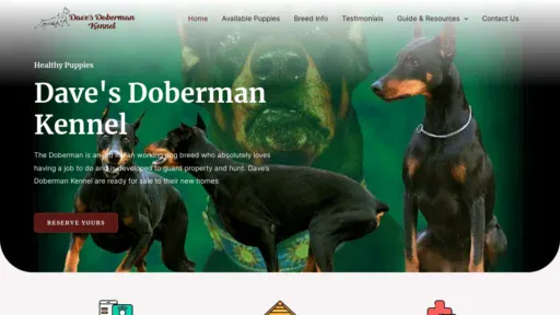 A screenshot of Davesdobermannkennel.com