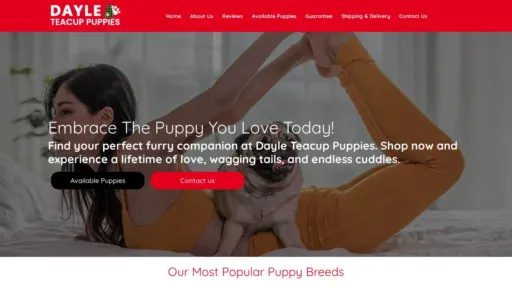 A screenshot of Dayleteacuppuppies.com