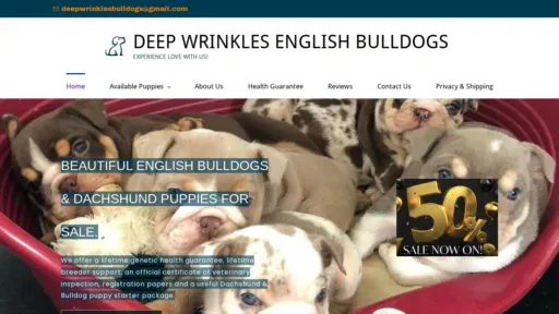 A screenshot of Deepwrinklesenglishbulldog.com