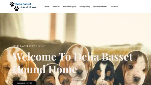 A screenshot of Deliabassethoundhome.com