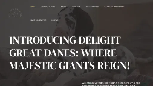 A screenshot of Delightgreatdanes.com